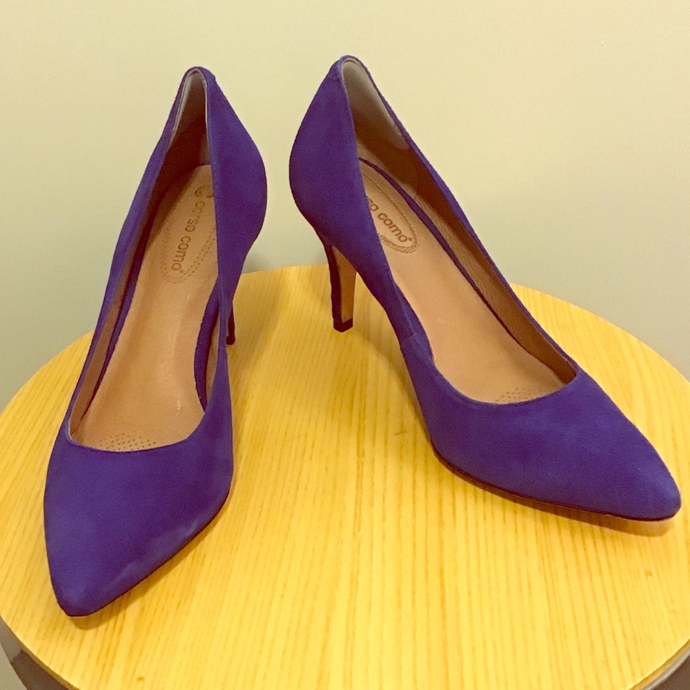 Blue suede Corso Como heels, never worn
